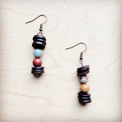 Aqua Terra and Wood Drop Earrings 225d