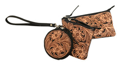 RT Natural Tooled Coin Purse Trio