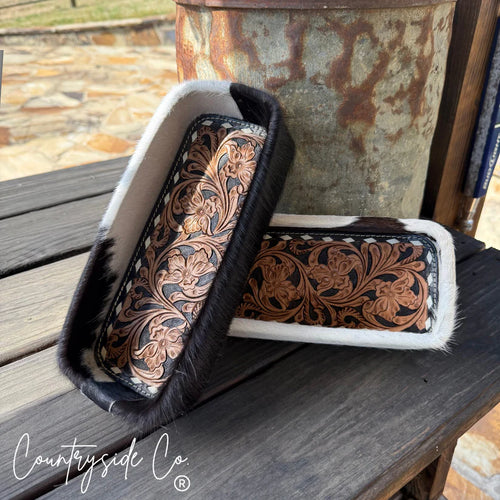CSC - Tooled Leather Cowhide Tray