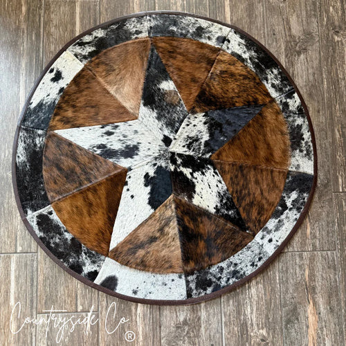 CSC - 40" Round Star Cowhide Rug