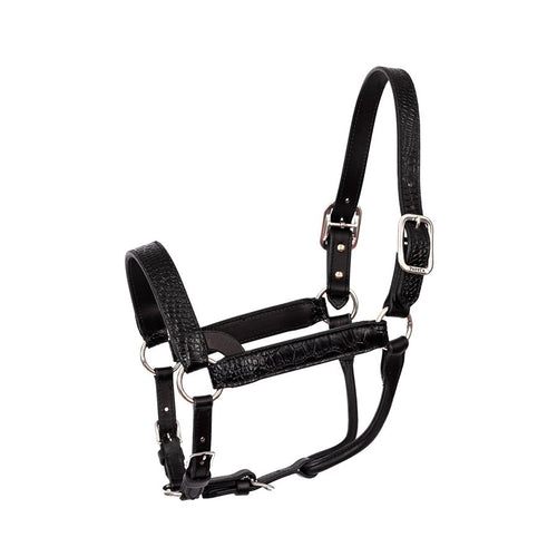 Western Croc Embossed Show Halter Cob Black WSP
