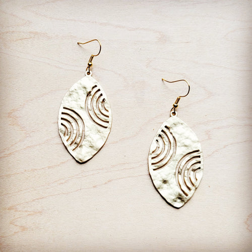 **Matte Gold Oval Filigree Drop Earrings 225L