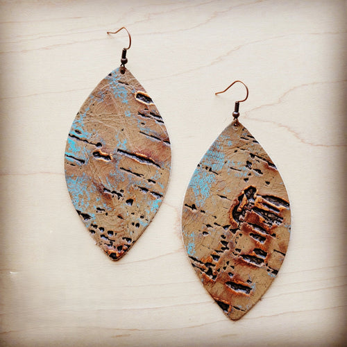 **Leather Oval Earring-Driftwood Tarnished Copper 209w