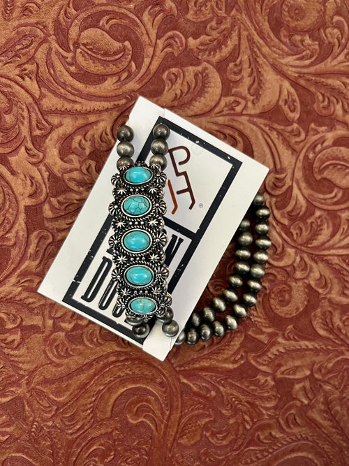 Dove Creek Turquoise and Silver Pearl Bracelet