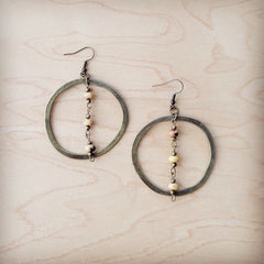 Western Copper Hoop Earrings w/ Natural Agate Beads 200s