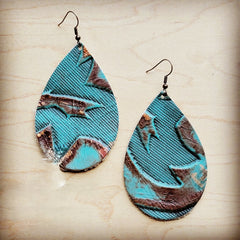 **Leather Teardrop Earring-Copper Laredo 214z