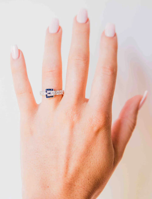 KH Blue Spinel Buckle Ring