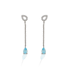 KH Blue Topaz Fixed Lariat Earrings