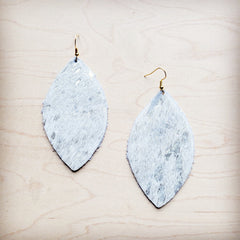 **Leather Oval Earring-Silver Metallic Hair on Hide 225h