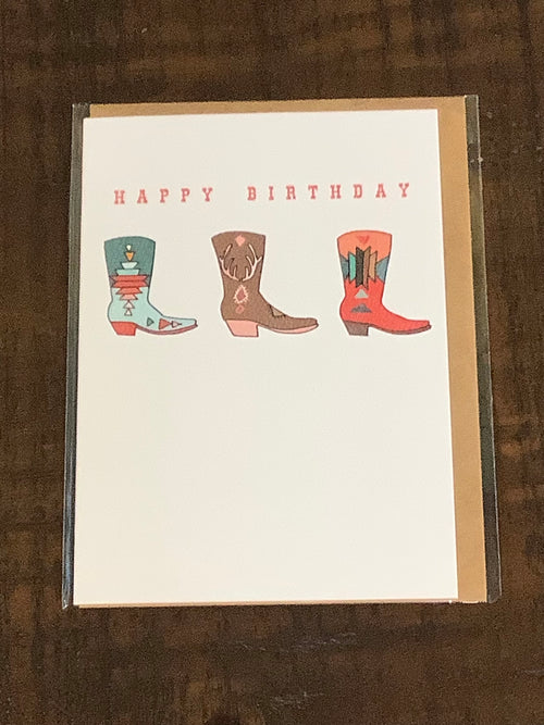 Birthday Western Boots Card -Blank