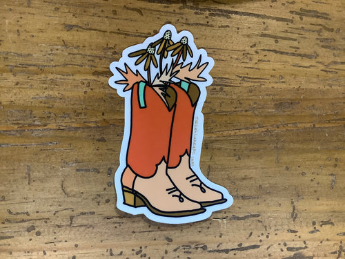 Cowgirl Daisy Boot Sticker