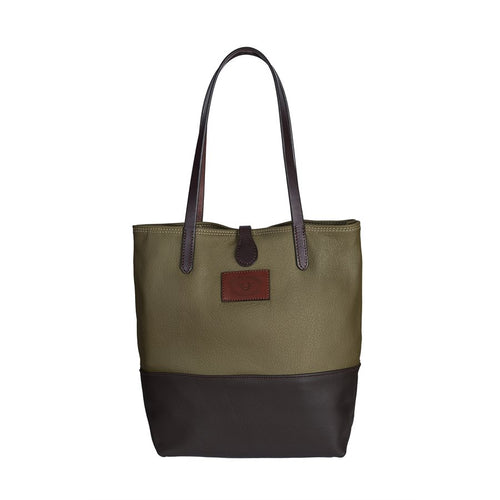 Leather Tote Brn/Htr Green WSP