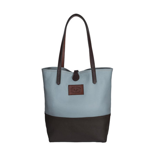 Leather Tote Brn/Light Blue WSP
