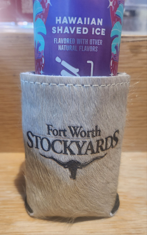 Stockyards Cowhide Koozie
