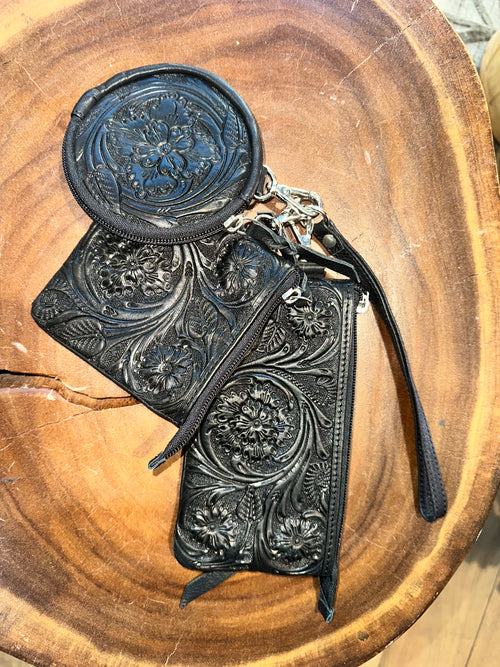 Tooled Leather Coin Purse - Three Pack