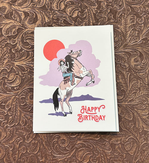 Cowgirl Birthday Card- Blank