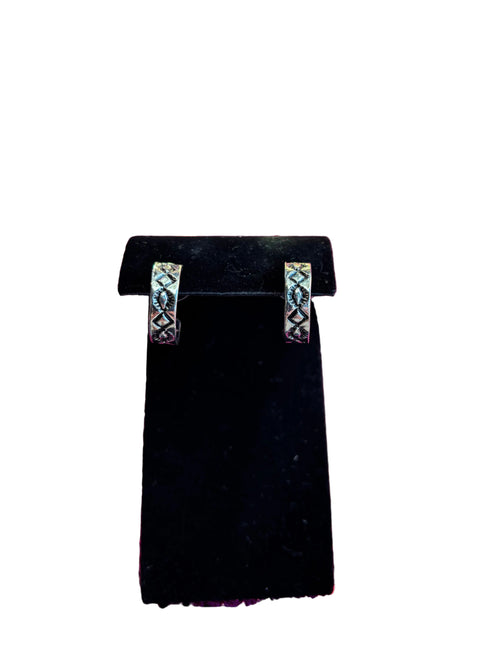 W&C 18K White Gold Plated Western Hoop Earrings