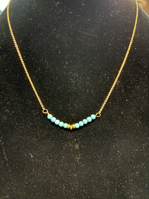 W&C 18K Gold Plated Turquoise Queen Necklace