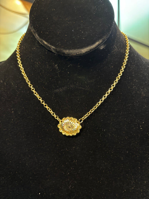 W&C 18K Gold Plated Concho Necklace