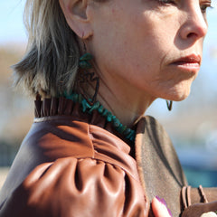 Copper Arrow Earrings w/ Natural Turquoise Chunks 220m