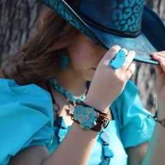 Blue Regalite Chunky Earrings 215p