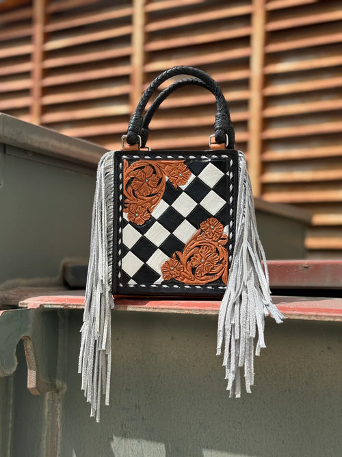 AS - Checkered w/ Fringe - Card Bag