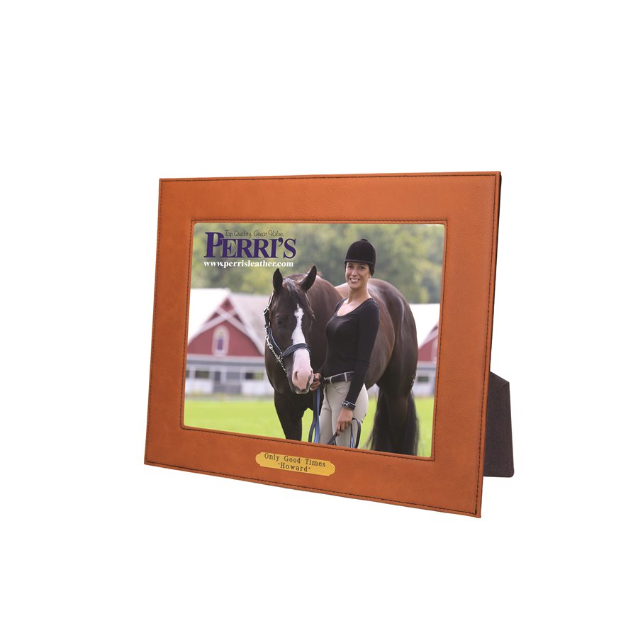 Perri's Leather 5 x 7 Leather Picture Frame with Engraved Plate