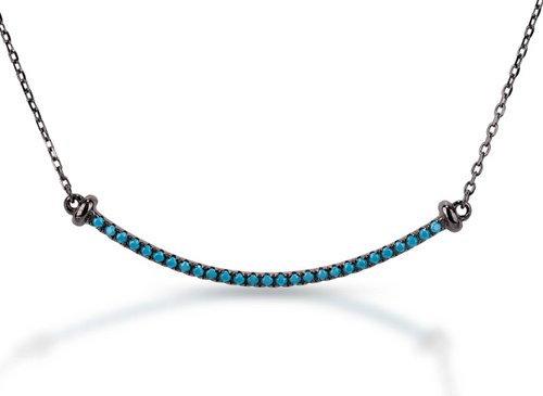Kelly Herd Black Rhodium Plated Turquoise Stone Necklace