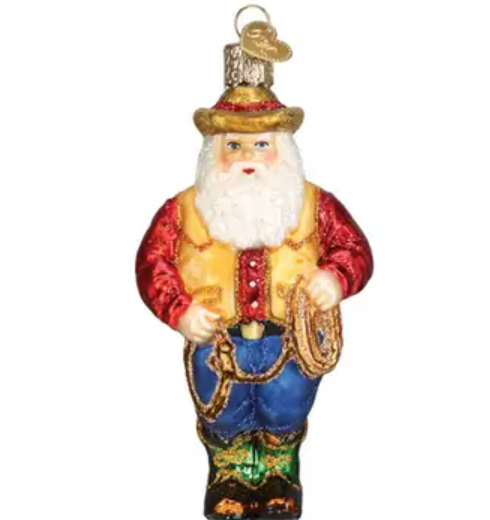 Cowboy Santa - Glass Ornament