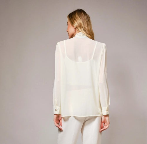 Chelsea Ruffle Front Button Up Blouse