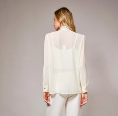 Chelsea Ruffle Front Button Up Blouse