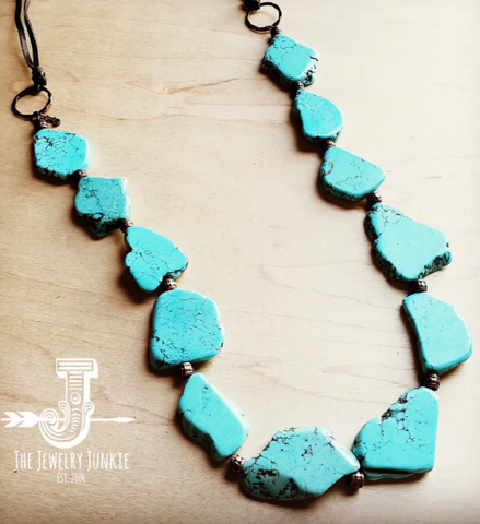 JJ Genuine Natural Turquoise Triple Strand Necklace 254a