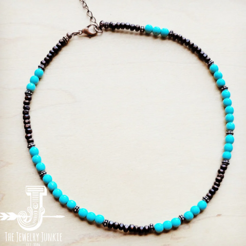 JJ Genuine Natural Turquoise Triple Strand Necklace 254a