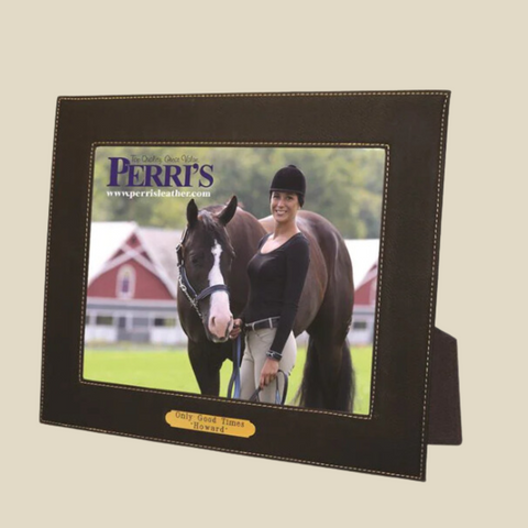 Perri's Leather 8 x 10 Leather Picture Frame with Engraved Plate