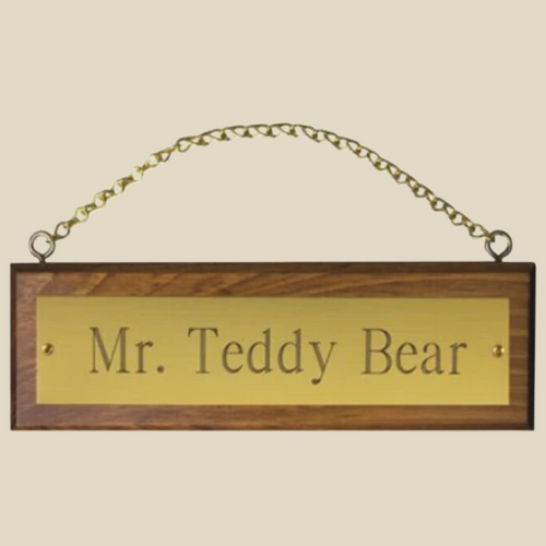 Wooden Stall Sign w/ Brass Plate and Chain