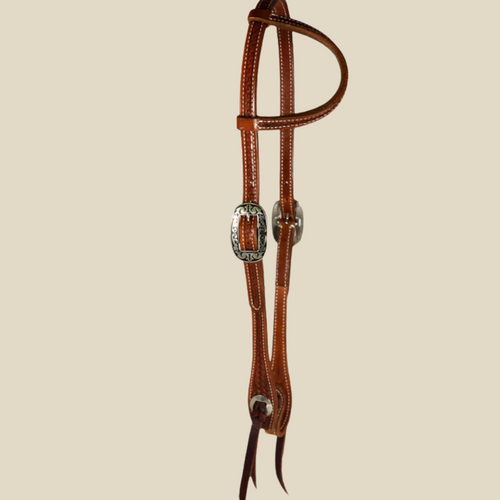 JW Basket One Ear Headstall w/Concho Ends