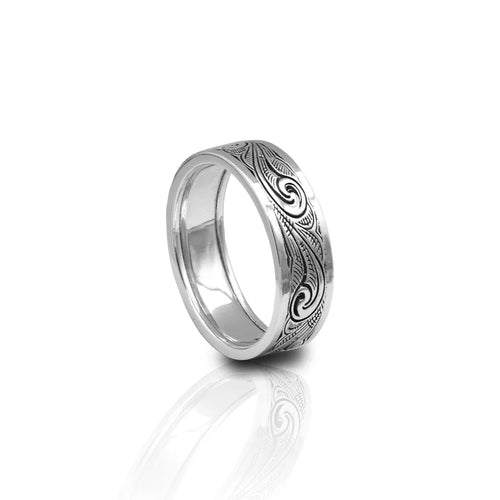 KH Men's Engraved Western Wide Band Ring
