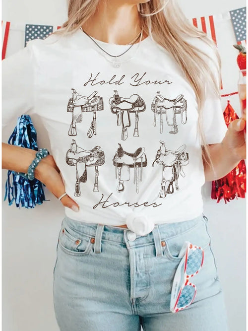 Hold Your Horses Tee - White