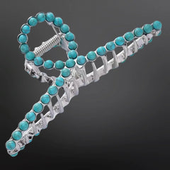 Beaded Turquoise Claw Clip