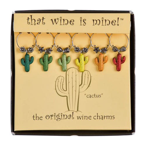 Cactus Painted Wine Charms - 6 PC