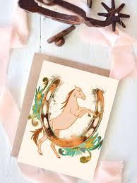 Horses & Horseshoes Blank Card