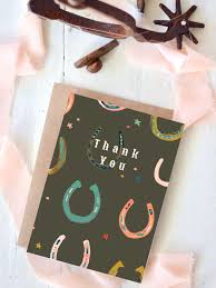 "Thank You" Neon Horseshoes Card