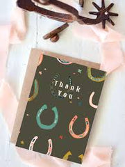 "Thank You" Neon Horseshoes Card