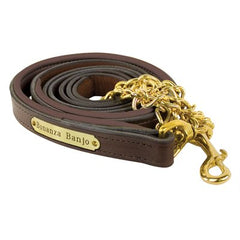 Perri's Padded Leather Lead with Plate