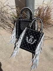 AS - Horseshoe Silver Fringe Handbag