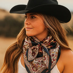 Wild Rag - Navy & Burgundy Paisley Flowers