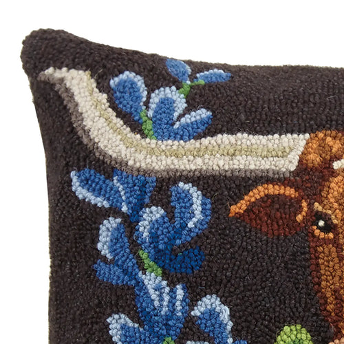 Longhorn and Blue Bonnets Hook Pillow