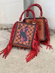The Bronco Rider Alamo Saddlery Handbag w/ Fringe