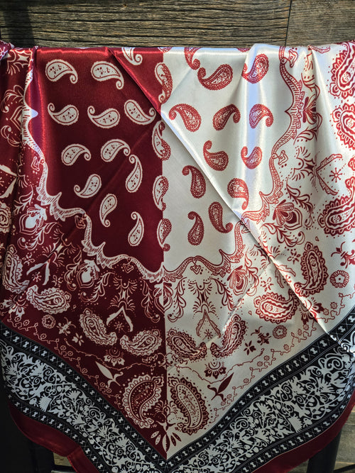 Wine Red/Cream Paisley Wild Rag