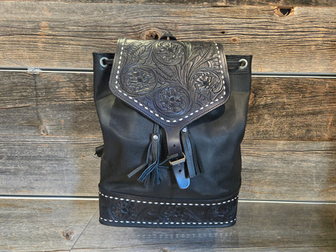 Tooled Tote Handbag - Black